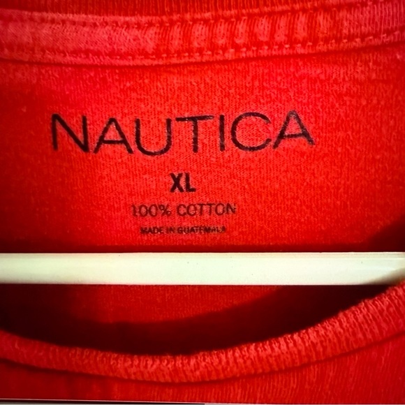 Nautica Red Short Sleeve Tee Classic Crew Neck - Picture 4 of 6